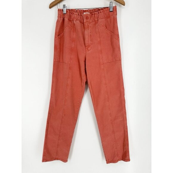 MOTHER The Springy High Rise Straight Leg Hot Coral Ankle Jeans Womens 28 Read - Picture 4 of 15